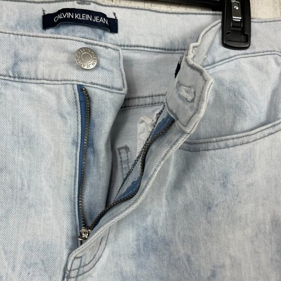 Calvin Klein High Rise Straight denim jeans bleached tie dye raw hem distressed - Picture 6 of 12